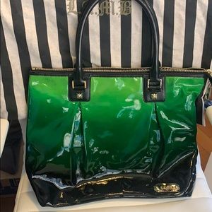 LAMB Green & Black Ombré Patent Tote